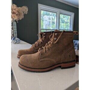 Frye Mens Bark Hudson Suede Work Boots Sz 8.5 Industrial Construction Outdoor